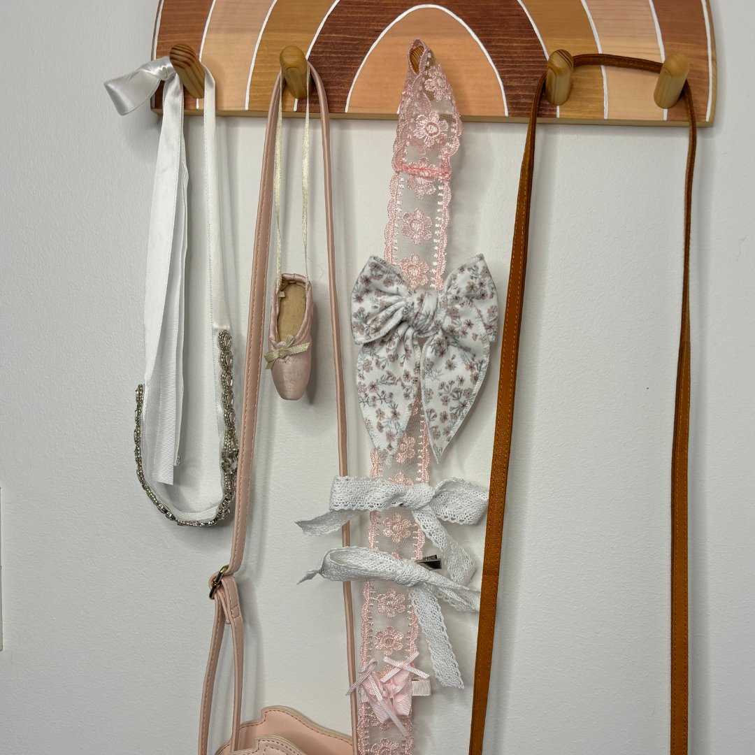 Bow Clip Holder - Pink Lace
