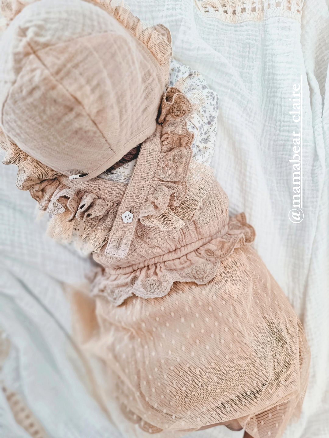 Baby Blanket, Baby Play Mat, Baby Clothes, Organic, Cotton Muslin, Baby Gift, Bonnet, beige, natural, cotton, cotton muslin, muslin, baby romper, cream.