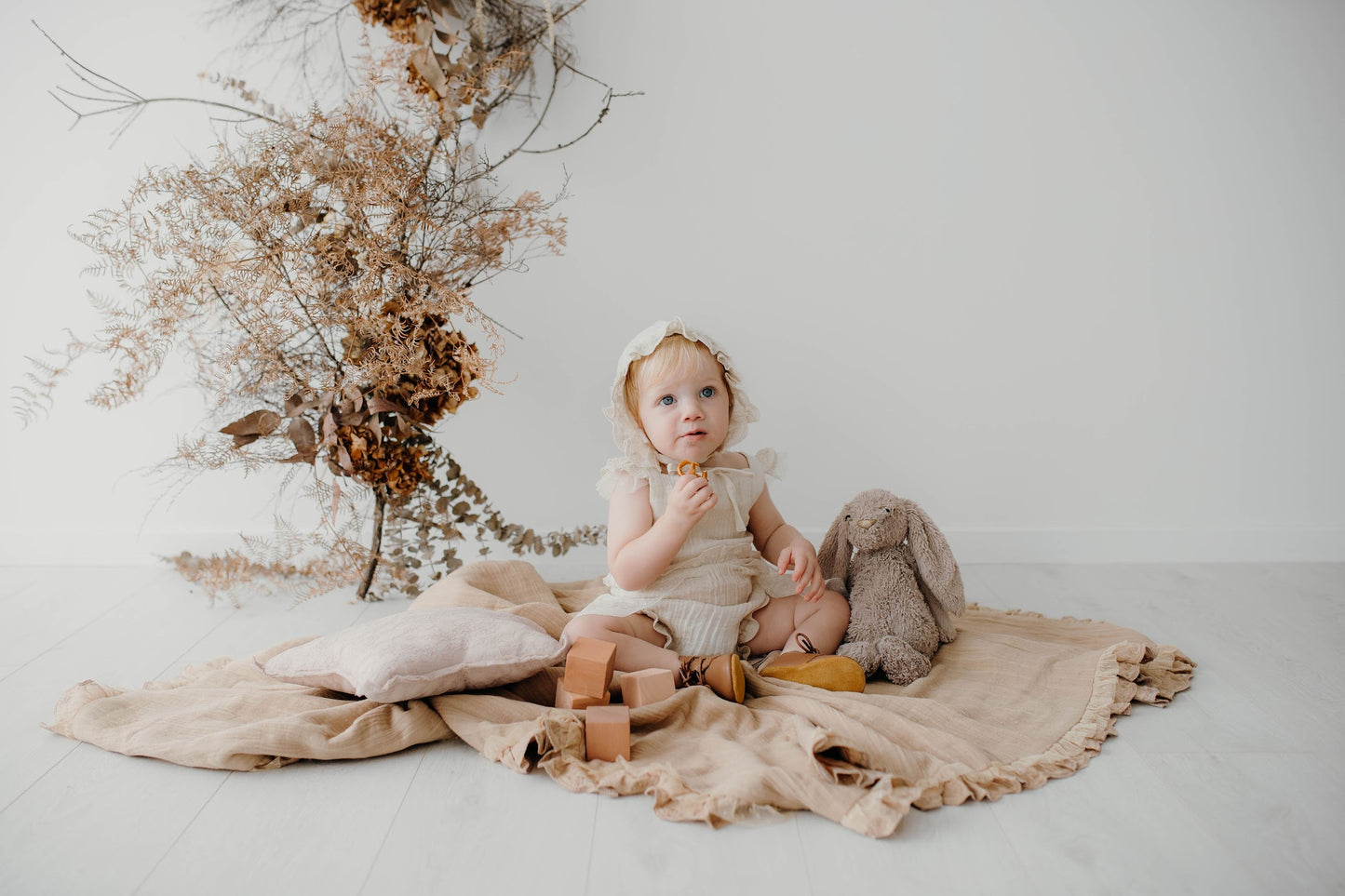 Baby Blanket, Baby Play Mat, Baby Clothes, Organic, Cotton Muslin, Baby Gift, Bonnet, beige, natural, cotton, cotton muslin, muslin, baby romper, cream.